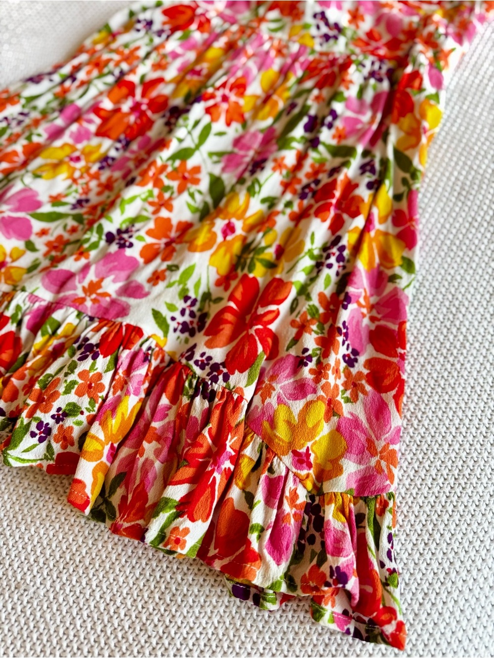 SKY TO MOON Flirty Ruffle Bright Floral Tie-Shoulder Bustier Mini Dress - Picture 4 of 13